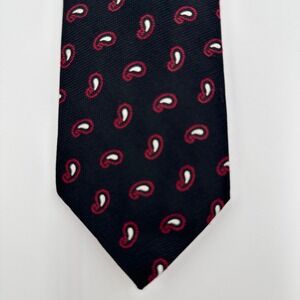 Brooks Brothers 346 Silk Tie 58x3.25" Black‎ Red Paisley Mens Classic Buisness